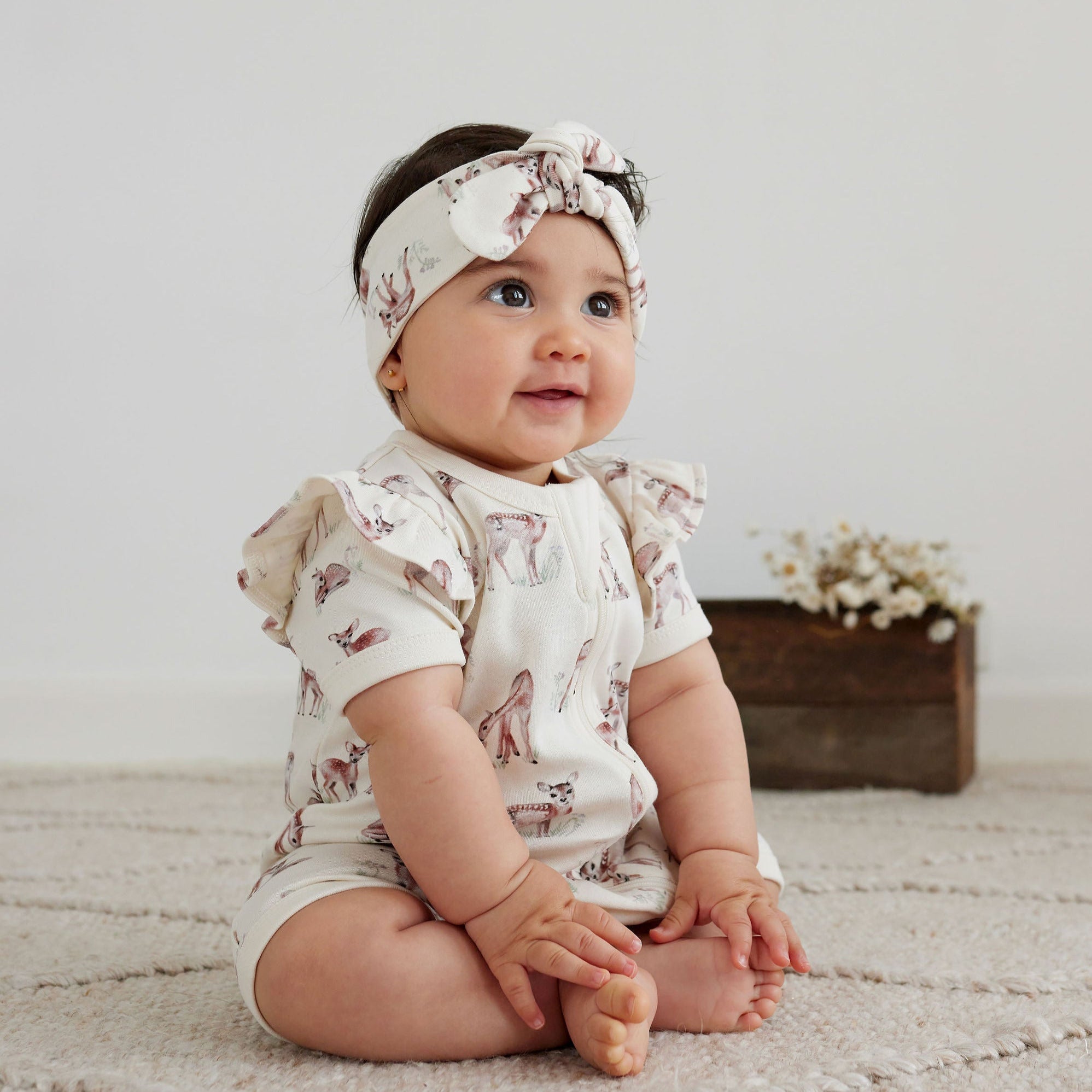 Milk + Coco Elora Zipper Footsy Pajama with Bow Headband outlet Set 12-18 Months