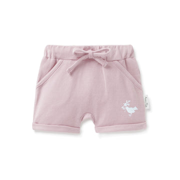 Baby Girls Bird Embroidery Toddler Pink Chambray Shorts