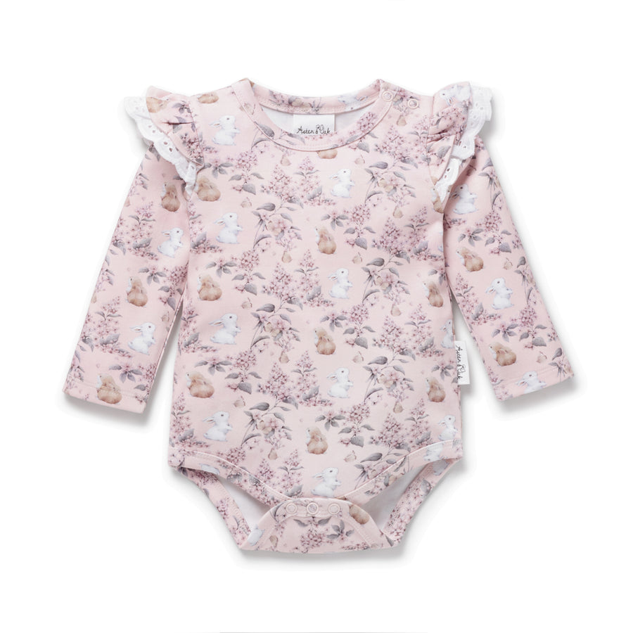 Baby Girl Cute Bunny Friends Flutter Onesie