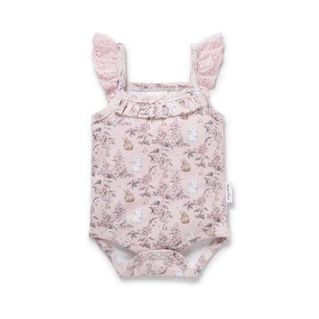 Baby Girls Bunny Friends Singlet Onesie Bodysuit flutters