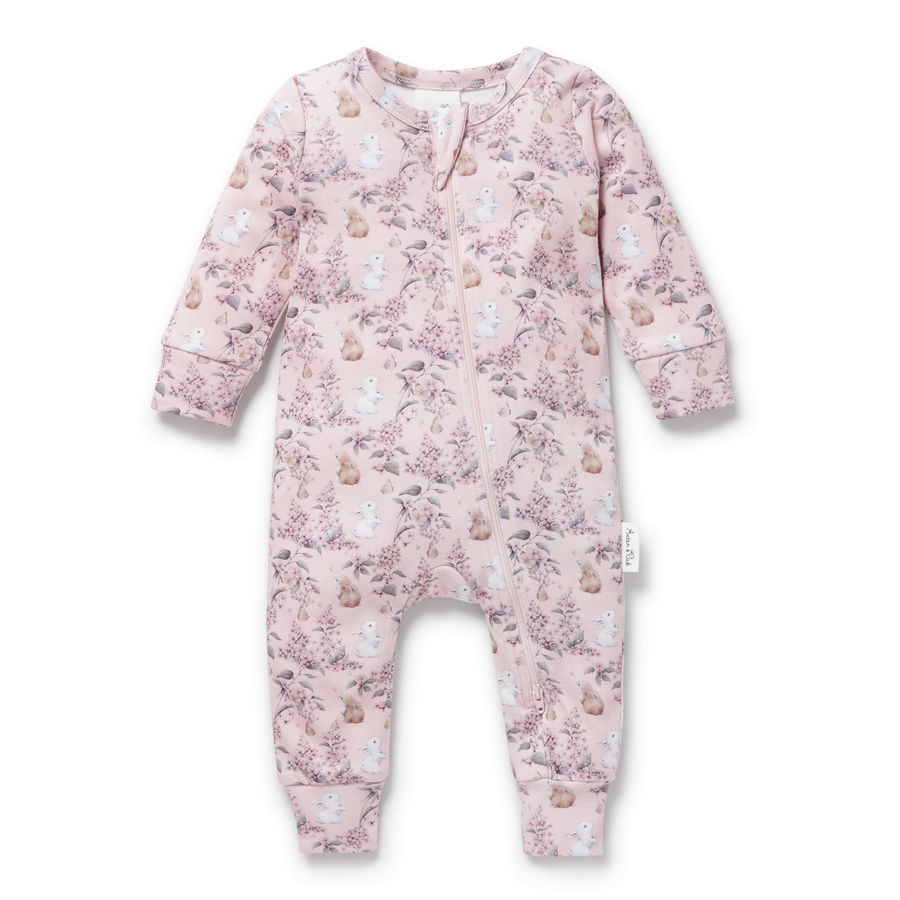 Baby Newborn Girls Pink Bunny Friends Zip Romper Zipsuit