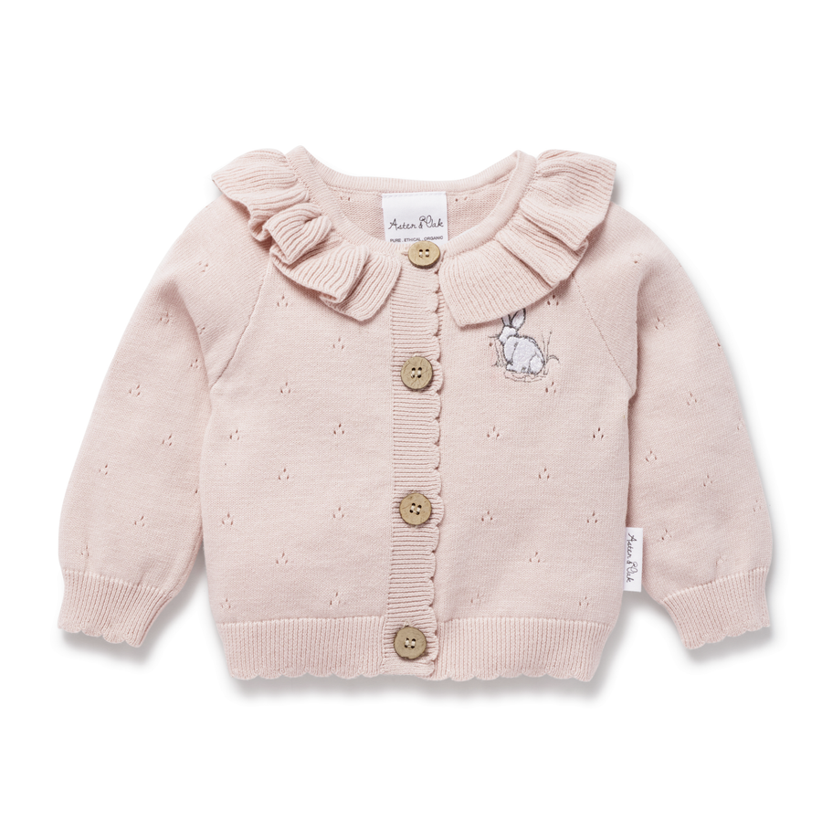 Baby Toddler Cute Bunny Pointelle Knit Cardigan Easter