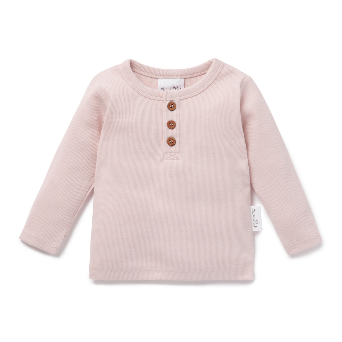 Baby Girl Newborn Pale Pink Rib Henley Top Essentials