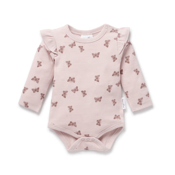 Baby Newborn Pink Pretty Butterfly Rib Flutter Onesie