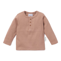 Baby & Toddler Boys Ribbed Cocoa Rib Henley Top