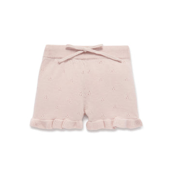 Pink Rose Knit Ruffle Shorts