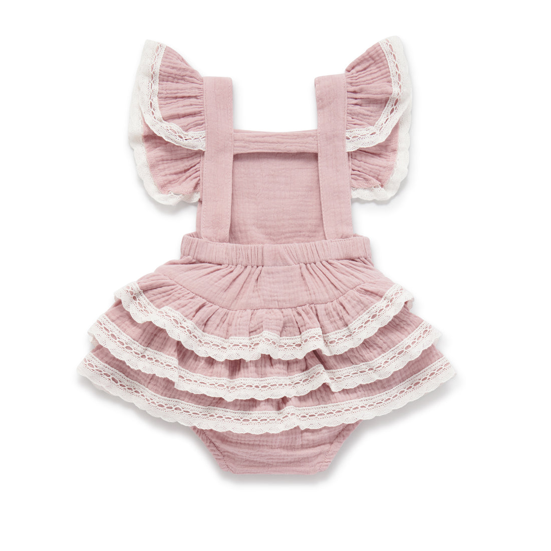 Pink Muslin Ruffle Playsuit