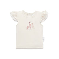 Organic Cotton Deer Fawn Print Flutter Top