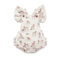 Baby Girls Watercolour deer Fawn Meadow Playsuit Natural