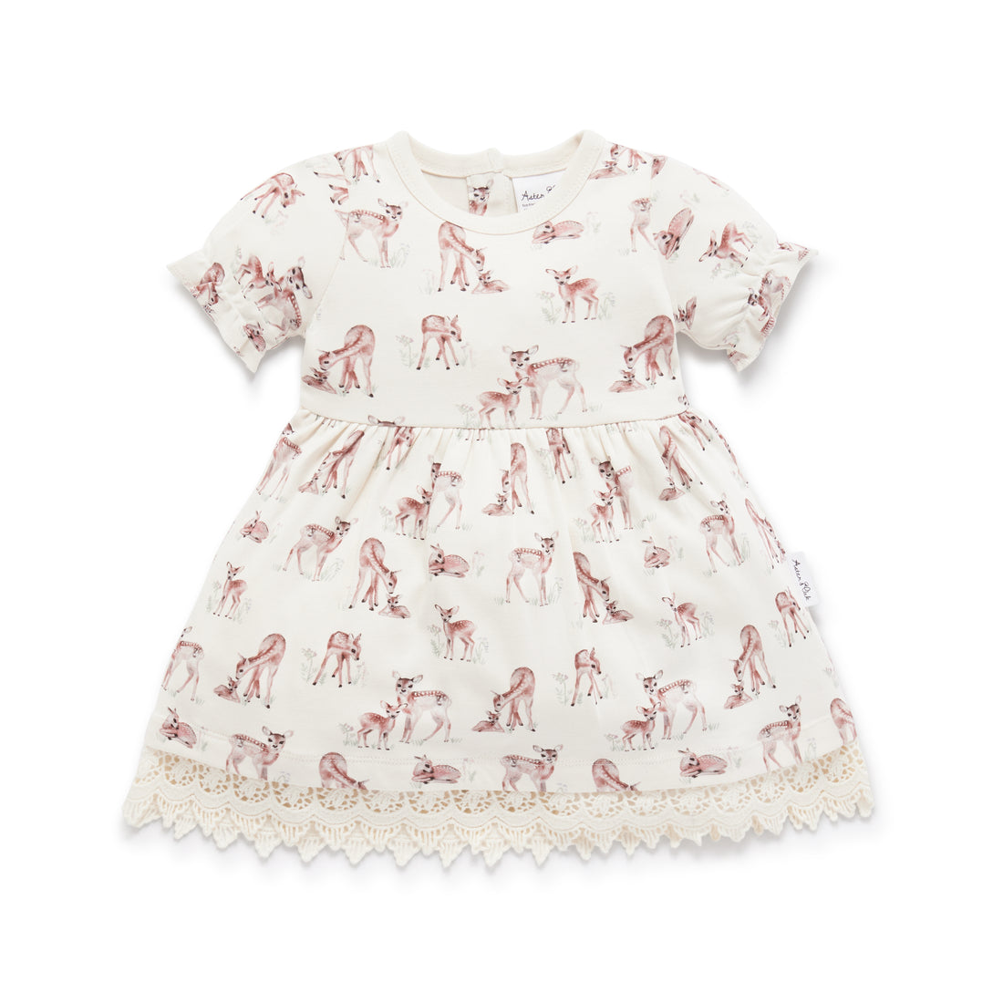 Baby & Toddler Girls Natural Deer Fawn Ruffle Dress