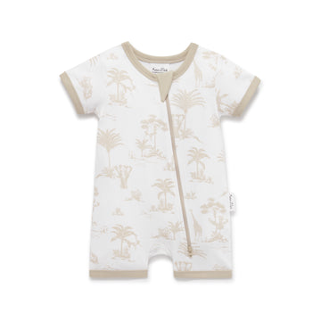 Summer Boho Palm Jungle Zip Romper Baby Boys