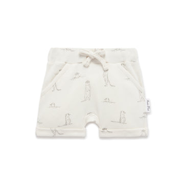 Baby Boys Animal Natural Ribbed Meerkat Rib Harem Shorts