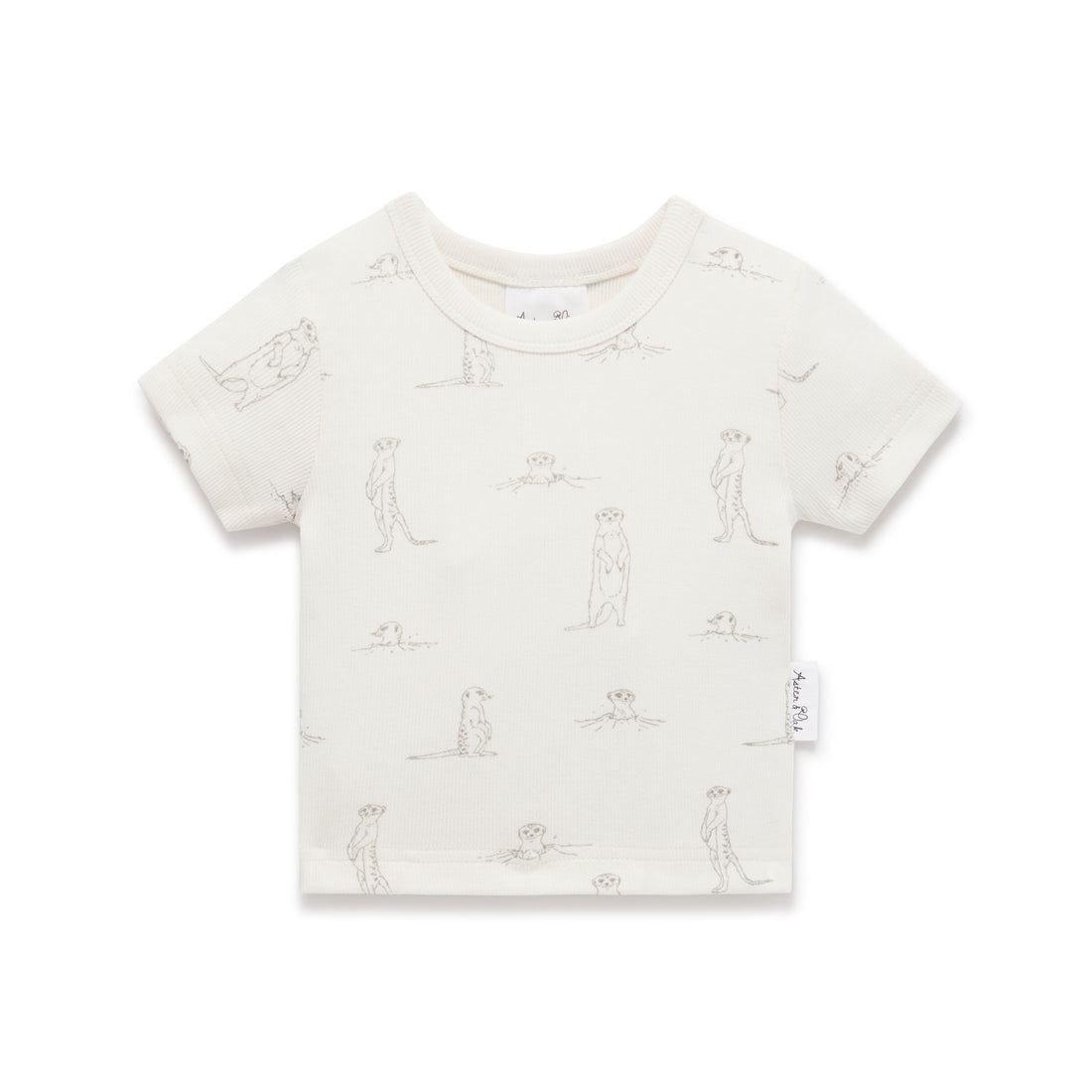 Babies Ribbed Stretchy Top Meerkat Rib AOP Tee