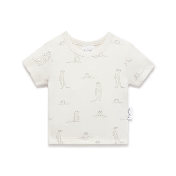 Babies Ribbed Stretchy Top Meerkat Rib AOP Tee