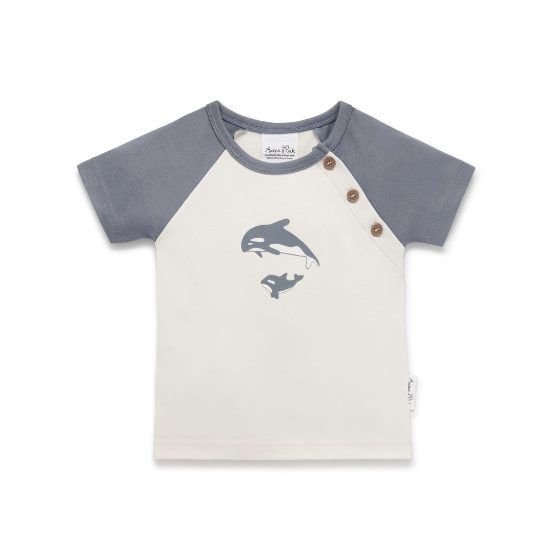 Baby Boys Toddler Top Blue Orca Print Raglan Tee