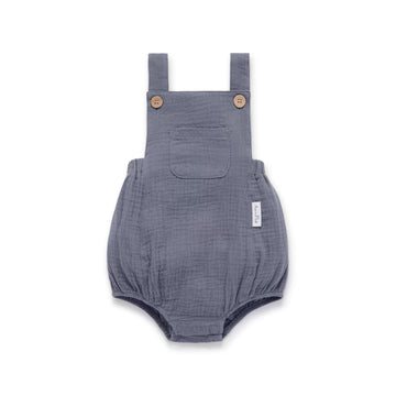 Baby Summer Romper Flint Blue Muslin Playsuit