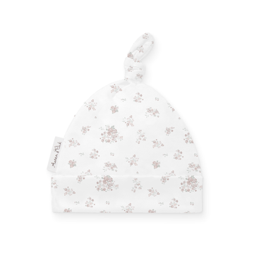 Baby Girls White Flower Newborn Posie Floral Pointelle Knot Hat