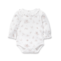 Baby Girls Ruffle Flowery Body Posie Floral Pointelle Flutter Onesie