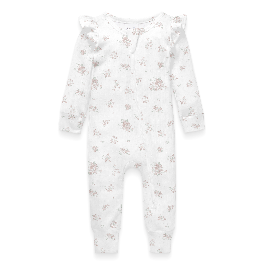 Baby Newborn Girls Posie Floral Pointelle Zip Romper