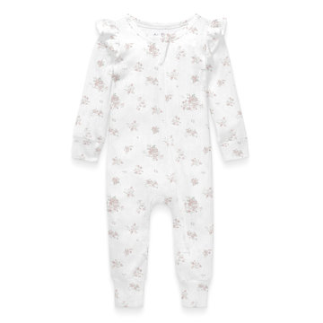 Baby Newborn Girls Posie Floral Pointelle Zip Romper