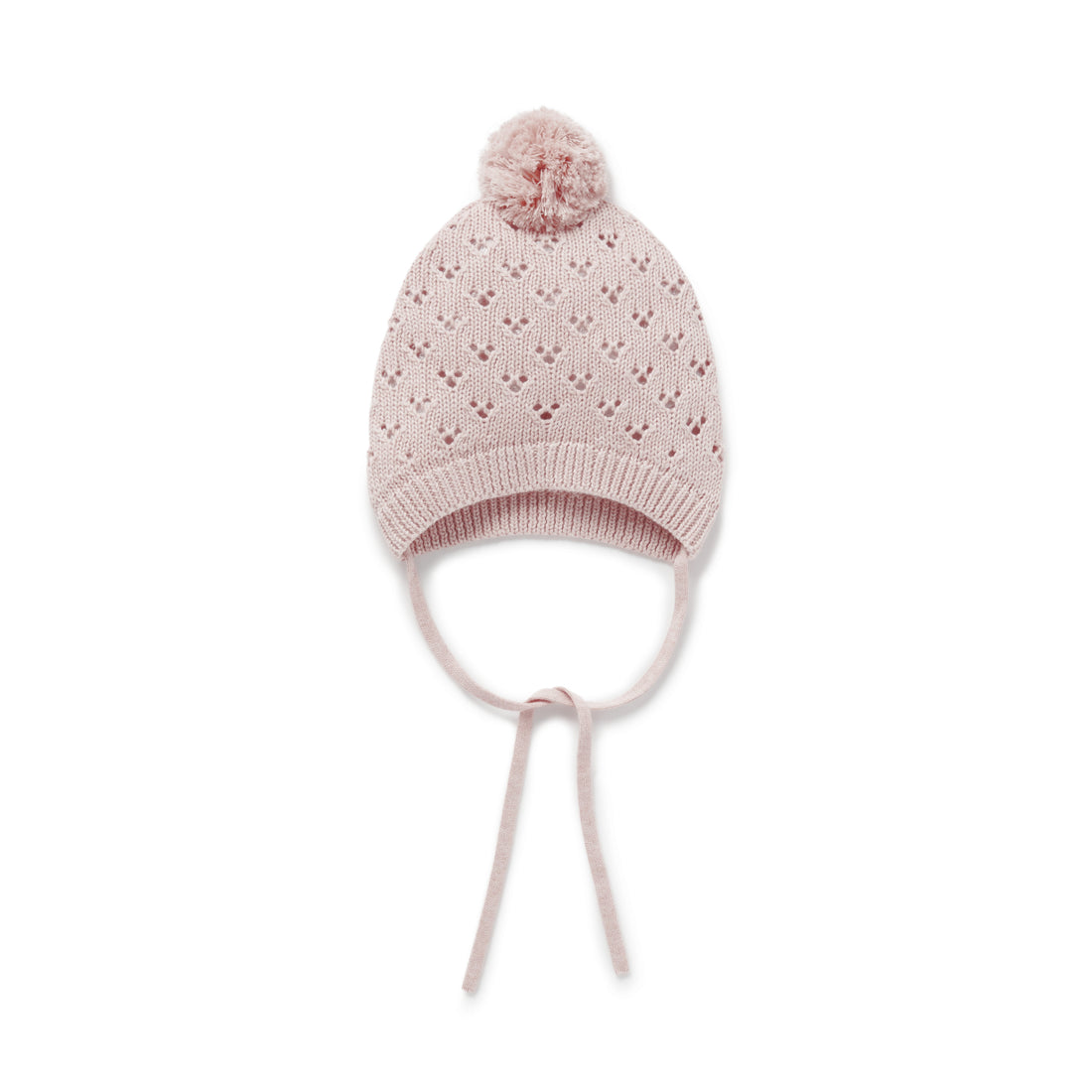 Baby Girls Rose Blush Pointelle Knit Bonnet