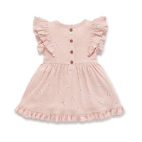 Baby & Toddler Flutter Sleeve Floral Petal Pointelle Ruffle Dress