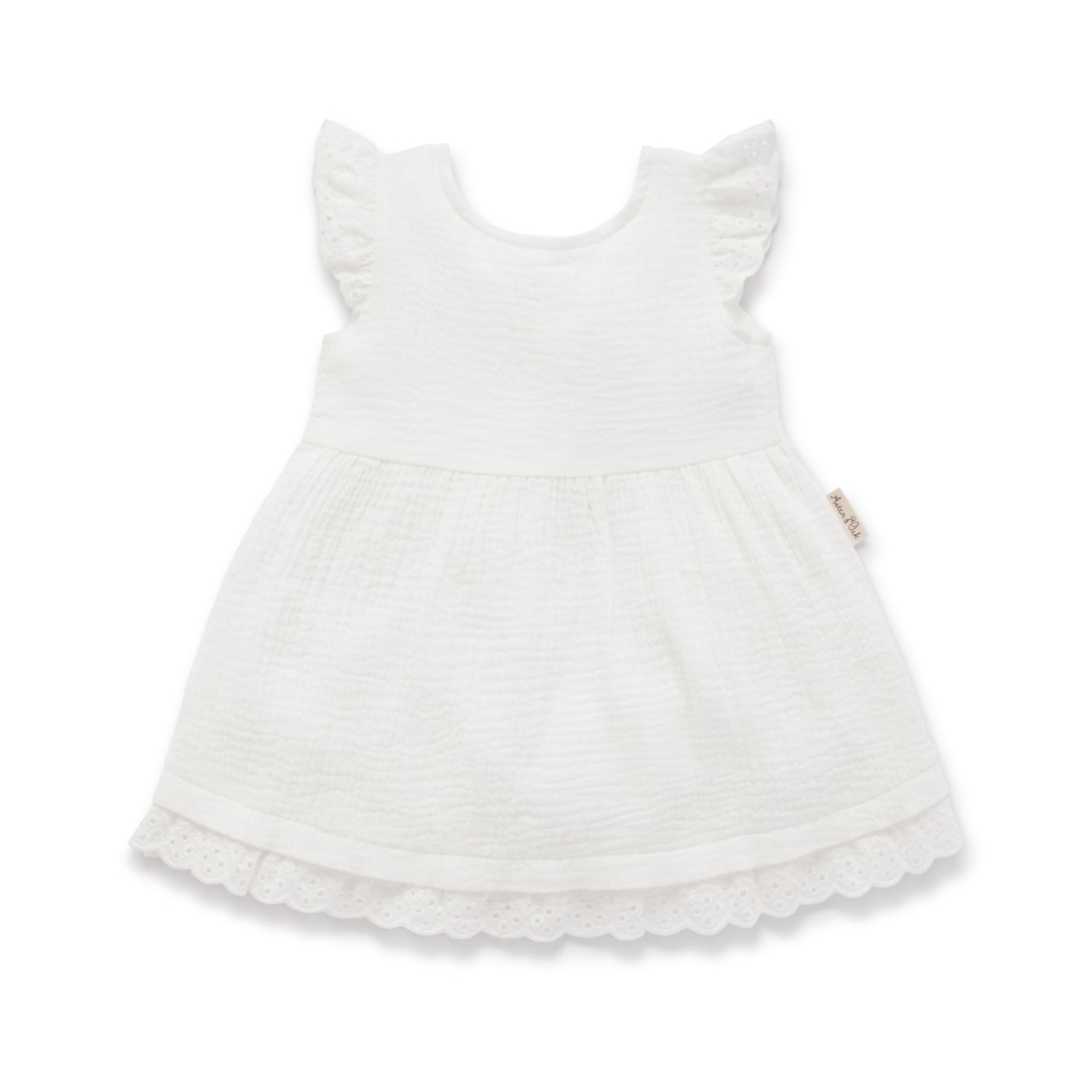 Baby Toddler Girls Boho Essential White Muslin Flutter Lace Dress