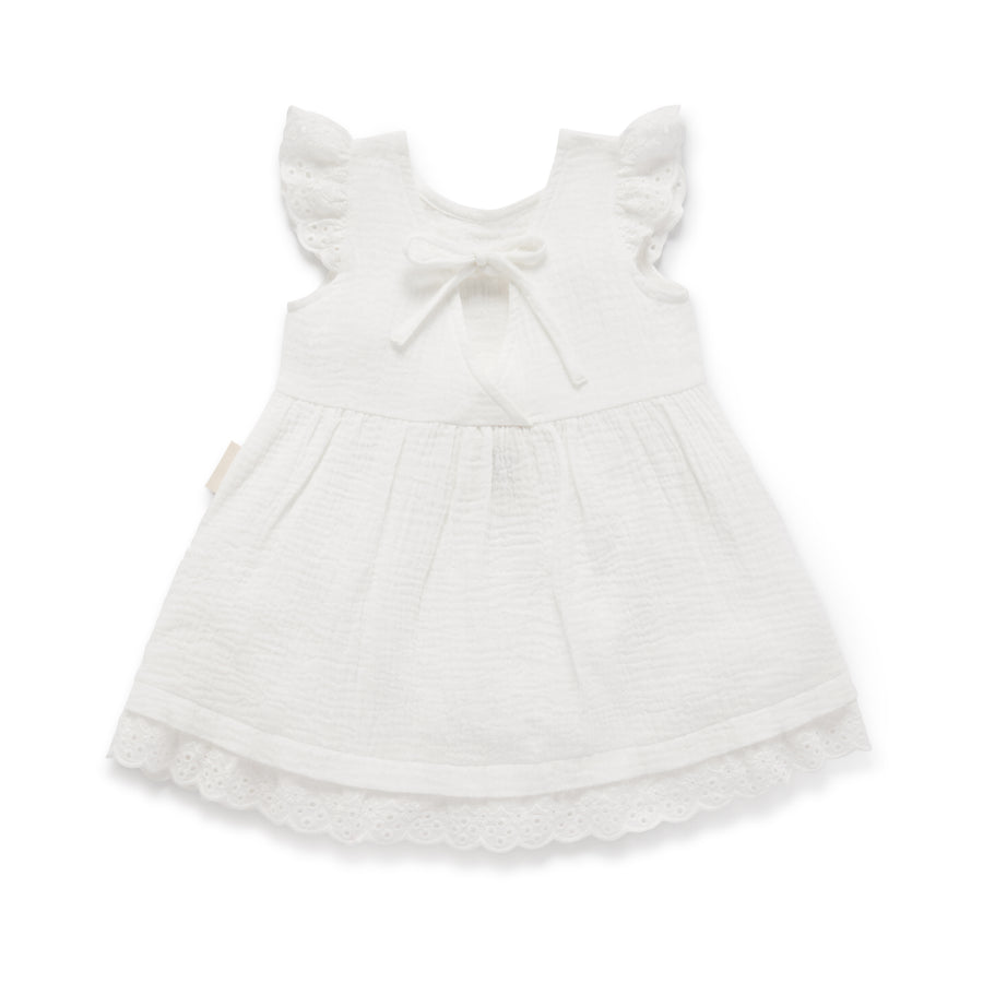 Baby Toddler Girls Boho Essential White Muslin Flutter Lace Dress