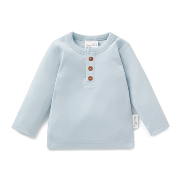 BAby Blue Boys Winter Sky Rib Henley Top Essentials