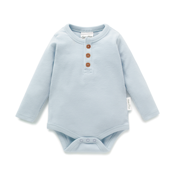 Baby Newborn Ribbed Essential Winter Sky Blue Rib Henley Onesie