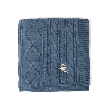 Baby Boys Winter Navy Bluestone Cable Knit Blanket Newborn