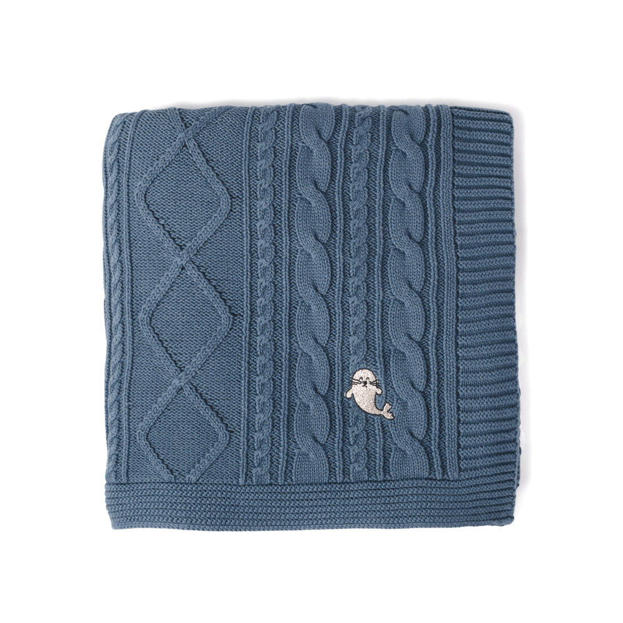 Baby Boys Winter Navy Bluestone Cable Knit Blanket Newborn