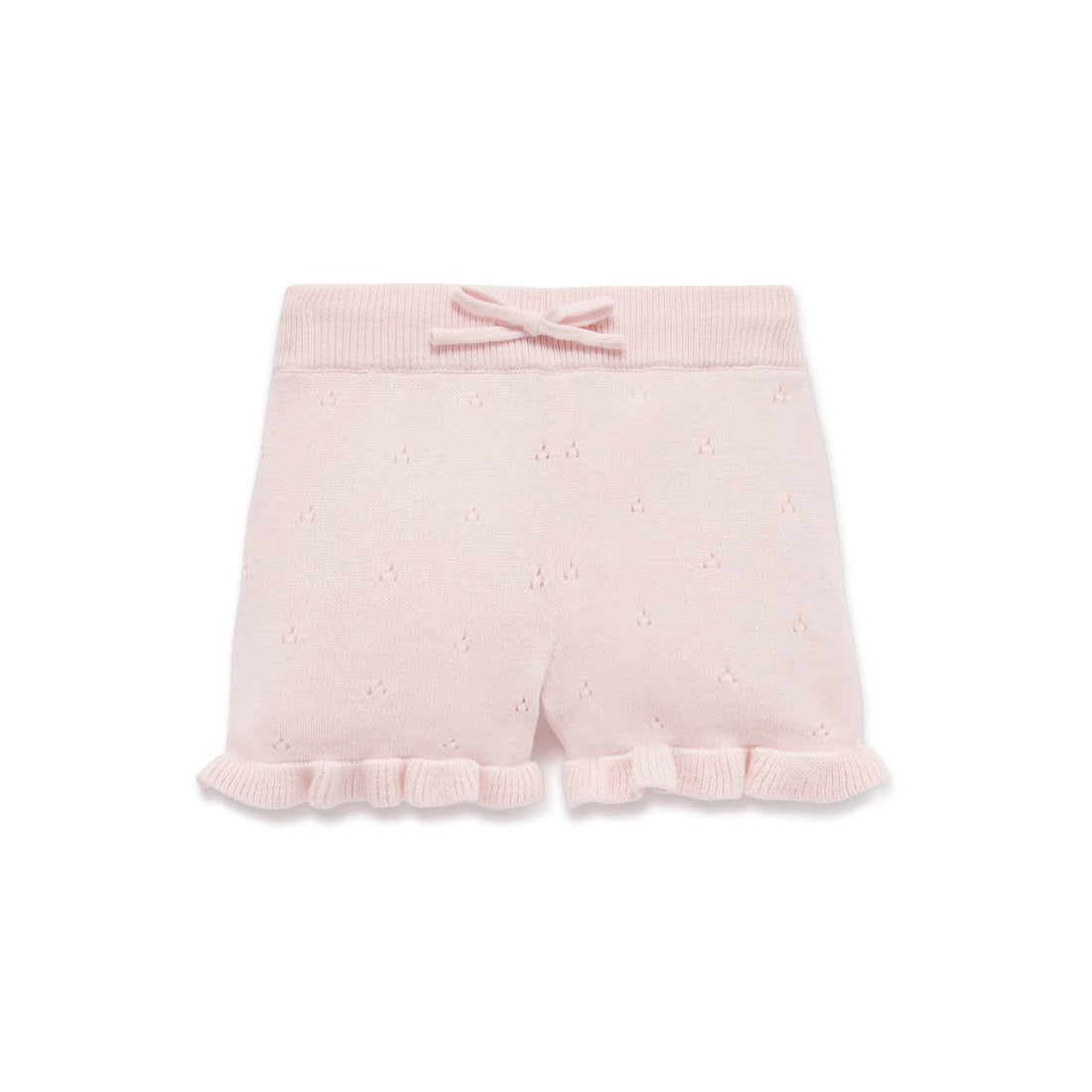 Petal Pink Knit Ruffle Shorts