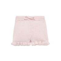 Petal Pink Knit Ruffle Shorts