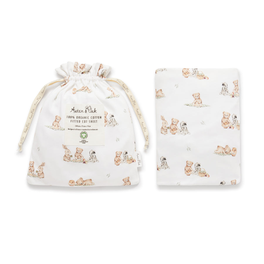 Teddy Picnic Cot Sheet