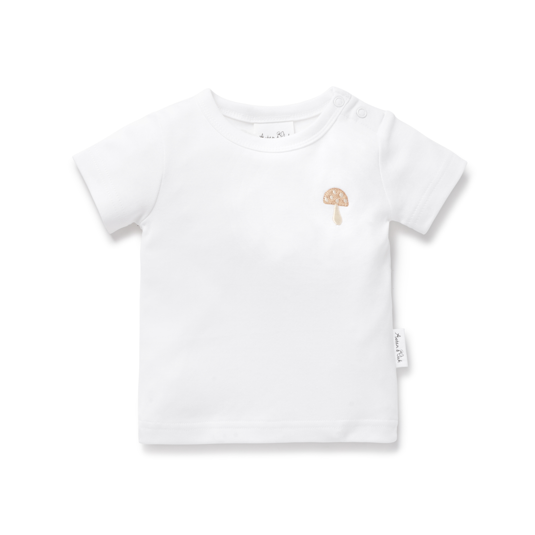 Baby Toddler Top White Mushroom Embroidered Tee