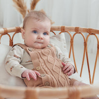 Baby Toddler Knitted Playsuit Cocoa Cable Knit Romper