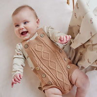 Baby Toddler Knitted Playsuit Cocoa Cable Knit Romper