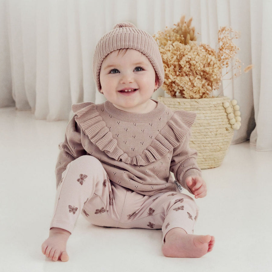 Baby Newborn Toddler Knitted Pink Wild Rose Knit Beanie