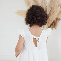 Baby Toddler Girls Boho Essential White Muslin Flutter Lace Dress