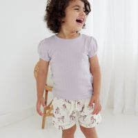 Aster & Oak Deer Fawn Meadow Shorts Natural Baby Girls