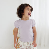 Baby & Toddler Purple Iris Pointelle Puff Sleeve Top