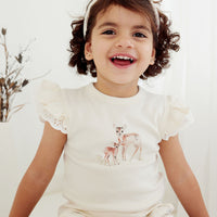 Organic Cotton Deer Fawn Print Flutter Top