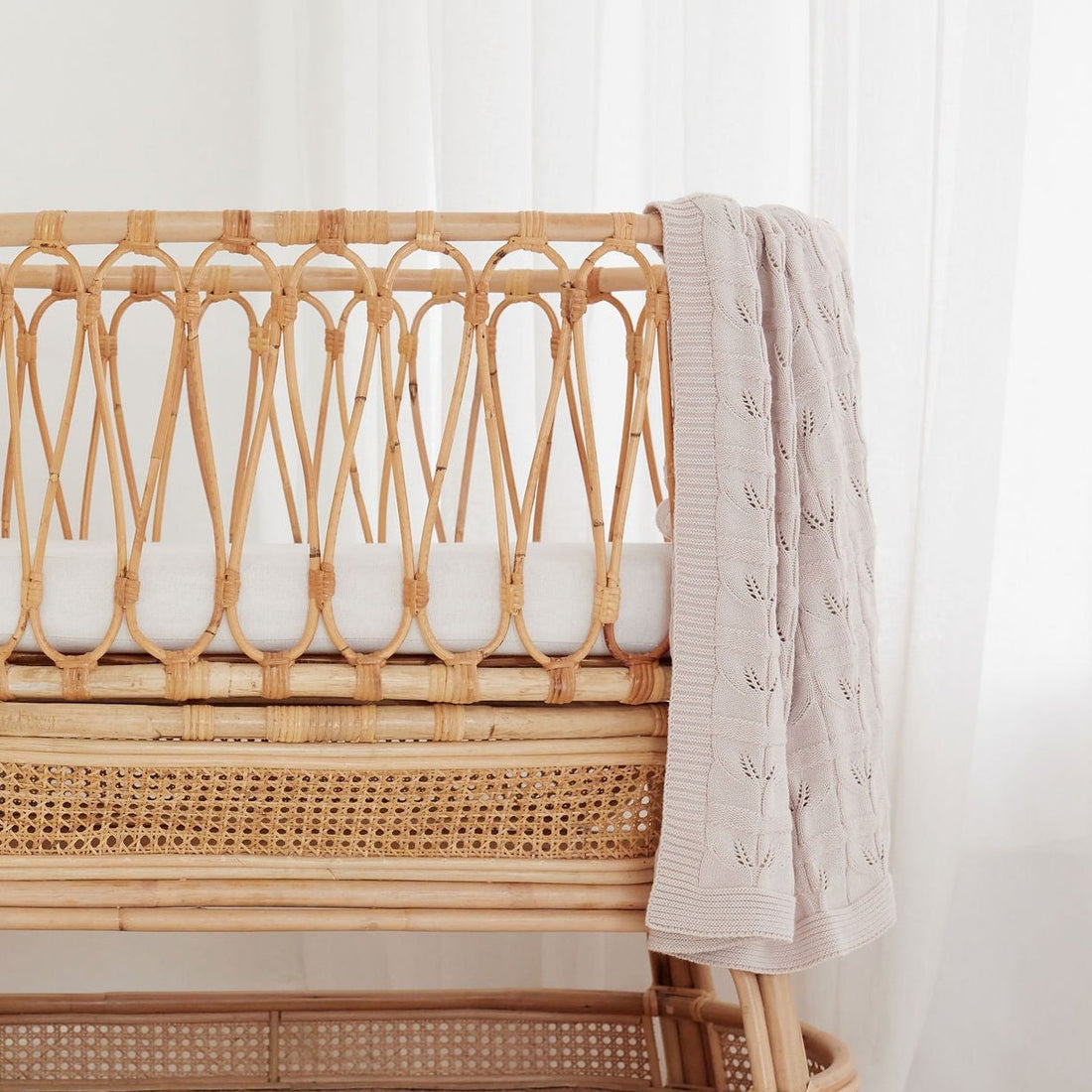 Oatmeal Leaf Knit Blanket