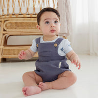 Baby Summer Romper Flint Blue Muslin Playsuit