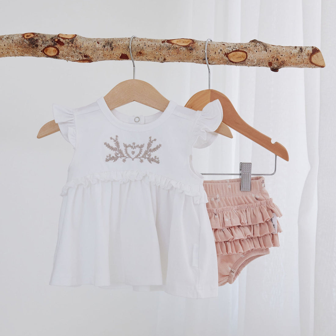 Baby Girls Floral Petal Pointelle Ruffle Bloomers