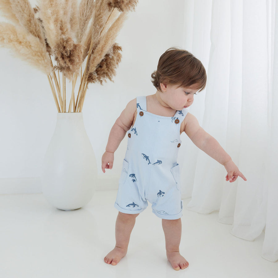 Baby Toddler Boys Blue Whale Orca Overalls