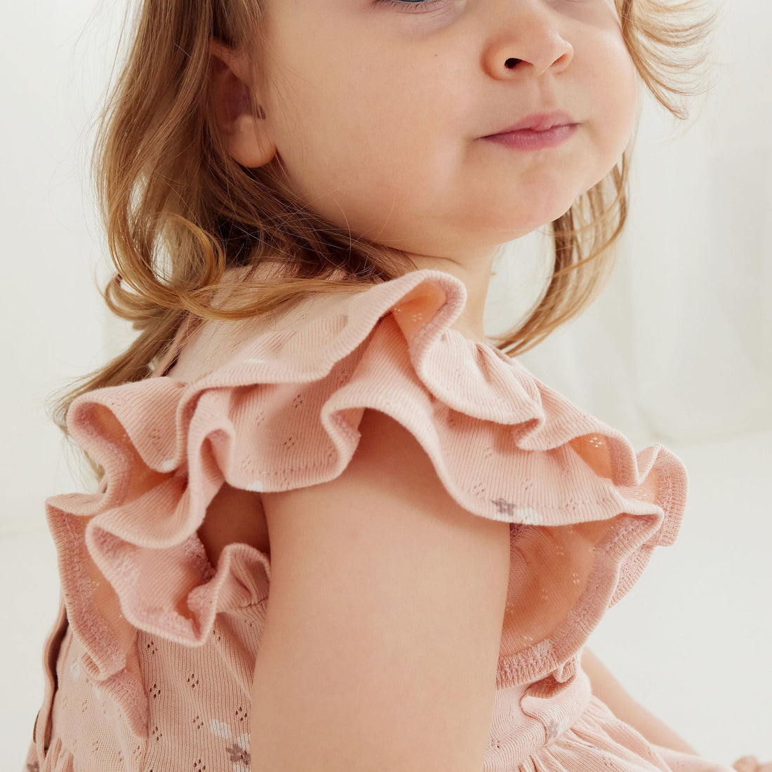 Baby & Toddler Flutter Sleeve Floral Petal Pointelle Ruffle Dress