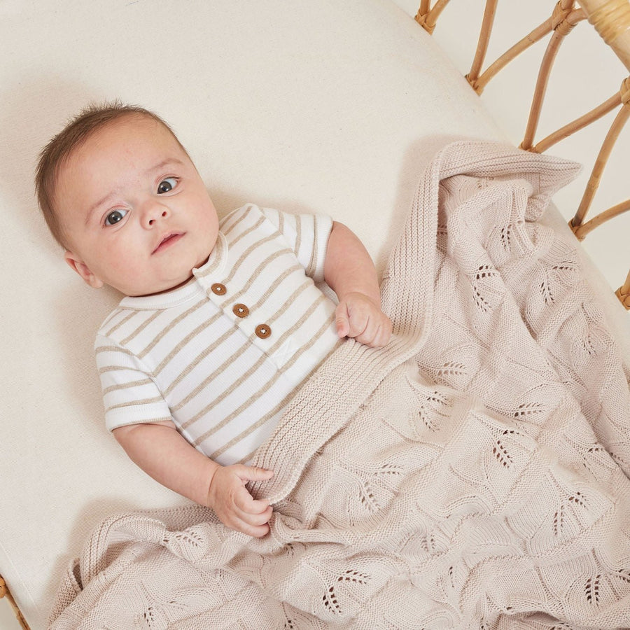 Oatmeal Leaf Knit Blanket