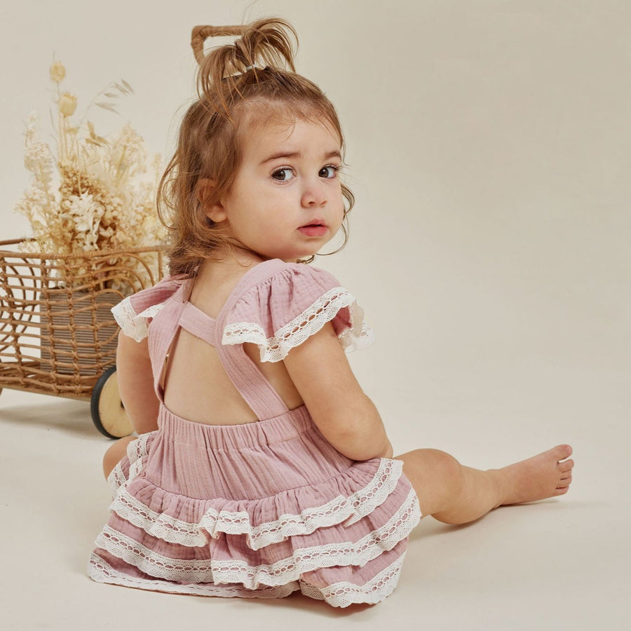 Pink Muslin Ruffle Playsuit